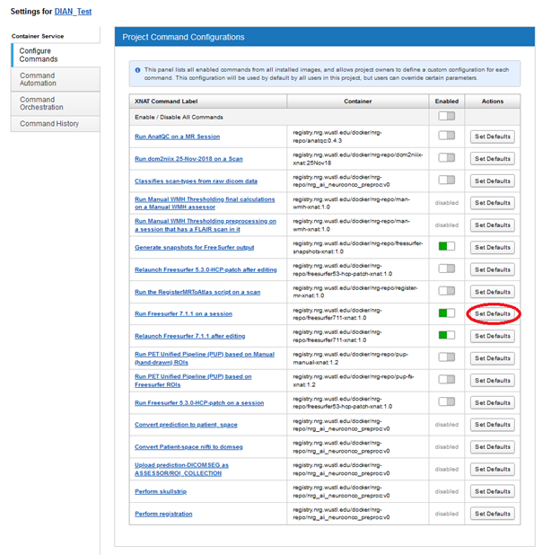 configure command tab