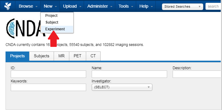 New experiment drop down