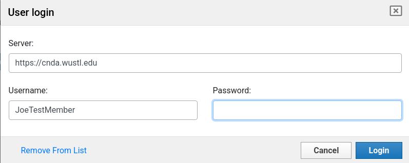 login screen with username and password fields