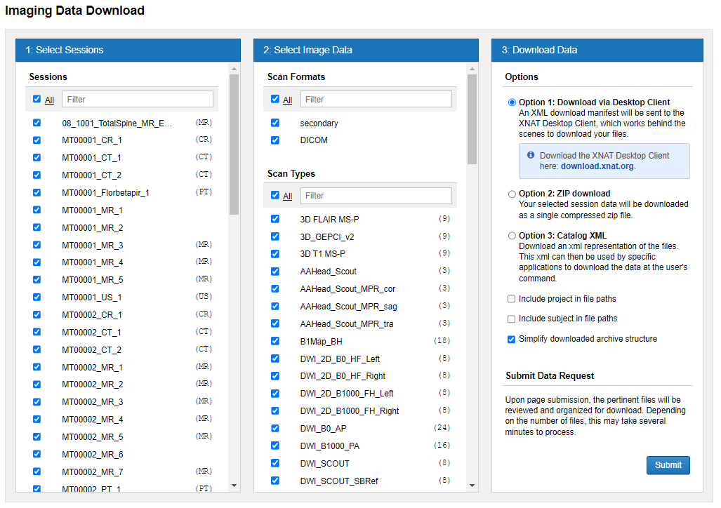 image data download form