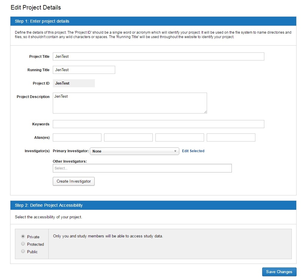 edit project configuration