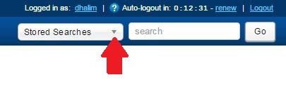 stored searches drop down